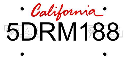 5DRM188 California License Plate