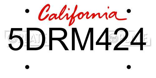 5DRM424 California License Plate