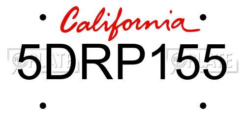 5DRP155 California License Plate