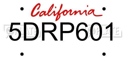 5DRP601 California License Plate