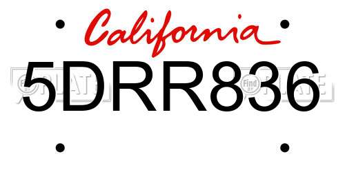 5DRR836 California License Plate