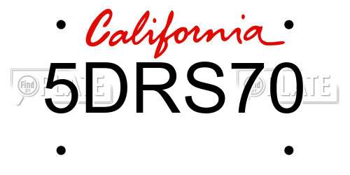5DRS70 California License Plate