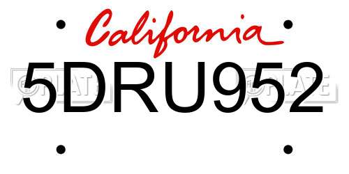 5DRU952 California License Plate