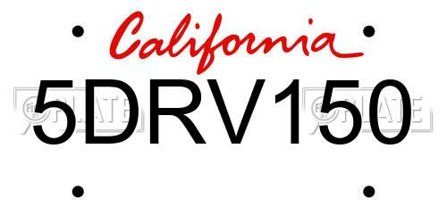 5DRV150 California License Plate