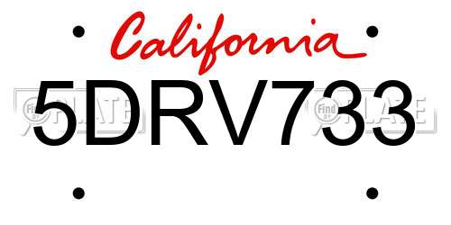 5DRV733 California License Plate
