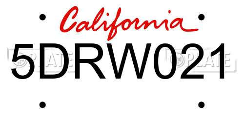 5DRW021 California License Plate