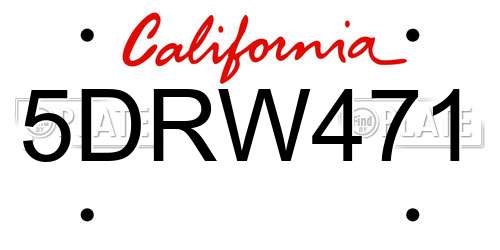 5DRW471 California License Plate