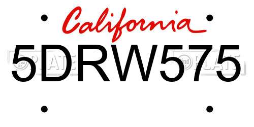 5DRW575 California License Plate