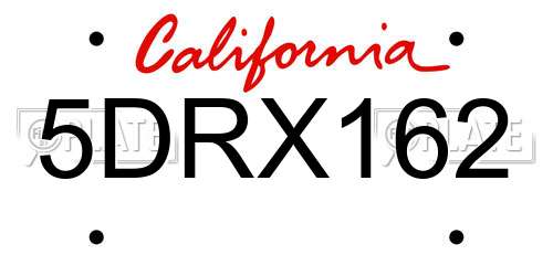 5DRX162 California License Plate