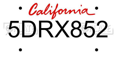 5DRX852 California License Plate