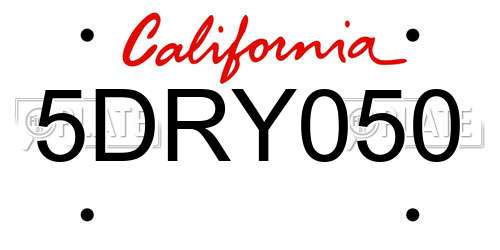 5DRY050 California License Plate
