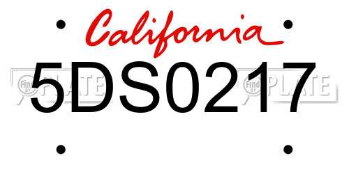 5DS0217 California License Plate