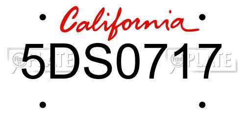 5DS0717 California License Plate