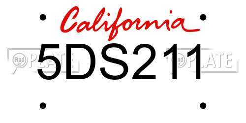 5DS211 California License Plate