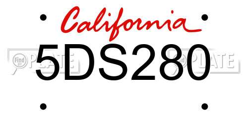 5DS280 California License Plate