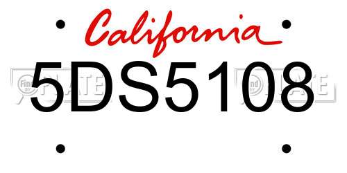 5DS5108 California License Plate