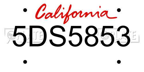 5DS5853 California License Plate