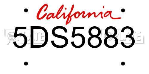 5DS5883 California License Plate