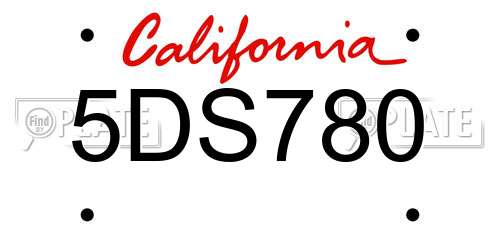 5DS780 California License Plate