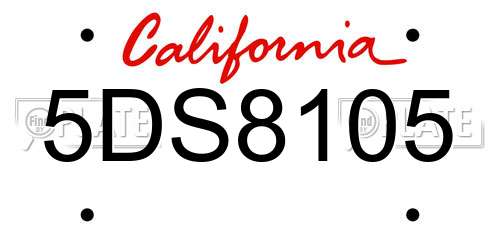 5DS8105 California License Plate