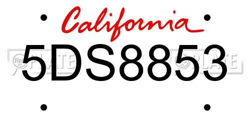 5DS8853 California License Plate