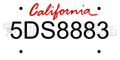 5DS8883 California License Plate