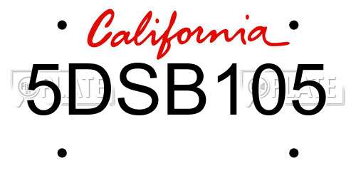 5DSB105 California License Plate