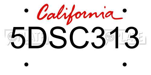 5DSC313 California License Plate