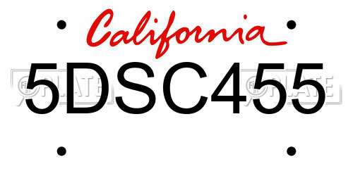 5DSC455 California License Plate