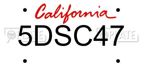 5DSC47 California License Plate