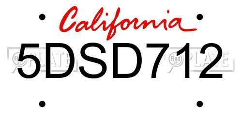 5DSD712 California License Plate