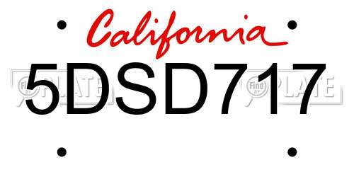 5DSD717 California License Plate