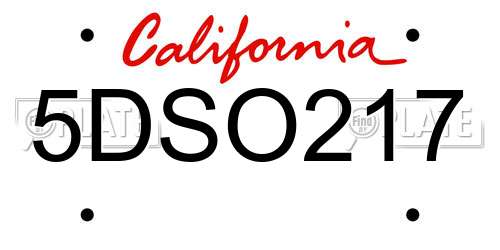 5DSO217 California License Plate