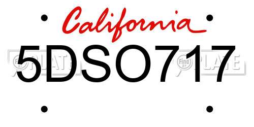 5DSO717 California License Plate