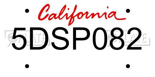 5DSP082 California License Plate