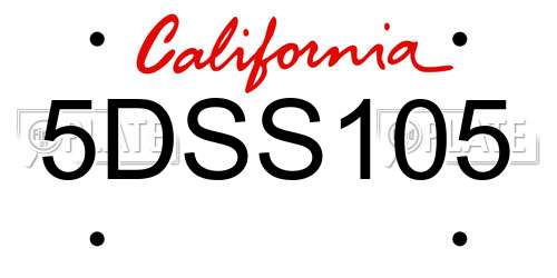 5DSS105 California License Plate