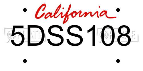 5DSS108 California License Plate