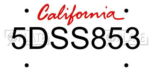 5DSS853 California License Plate