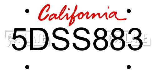 5DSS883 California License Plate