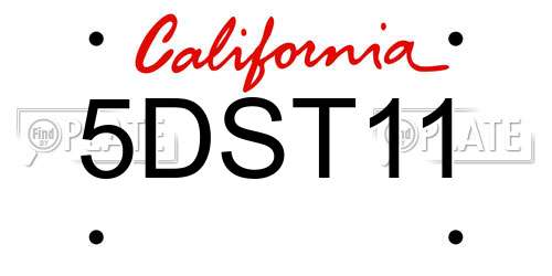 5DST11 California License Plate
