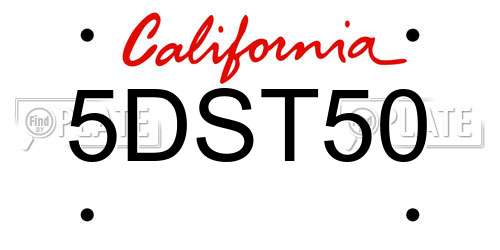 5DST50 California License Plate