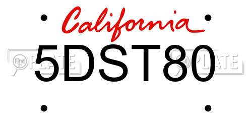5DST80 California License Plate