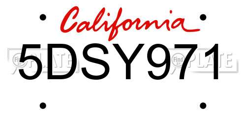 5DSY971 California License Plate