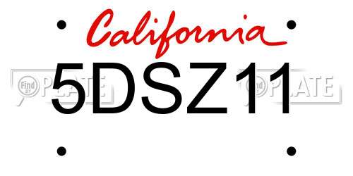 5DSZ11 California License Plate