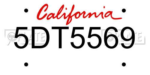 5DT5569 California License Plate