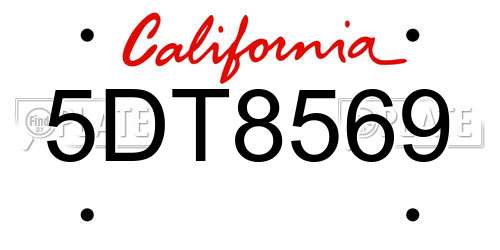 5DT8569 California License Plate