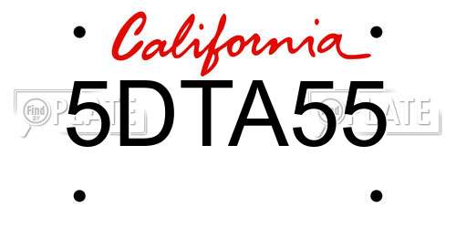 5DTA55 California License Plate