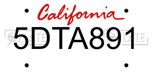 5DTA891 California License Plate