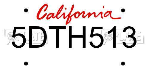 5DTH513 California License Plate