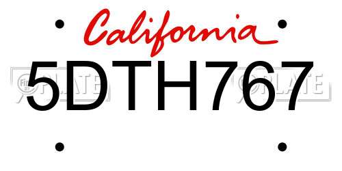 5DTH767 California License Plate